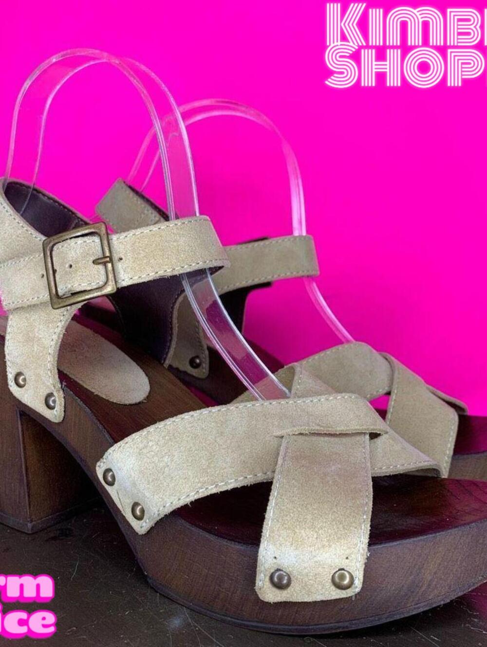 Miz Mooz Cream Suede Crisscross Strap Clog Sandals EU 39 UK 6